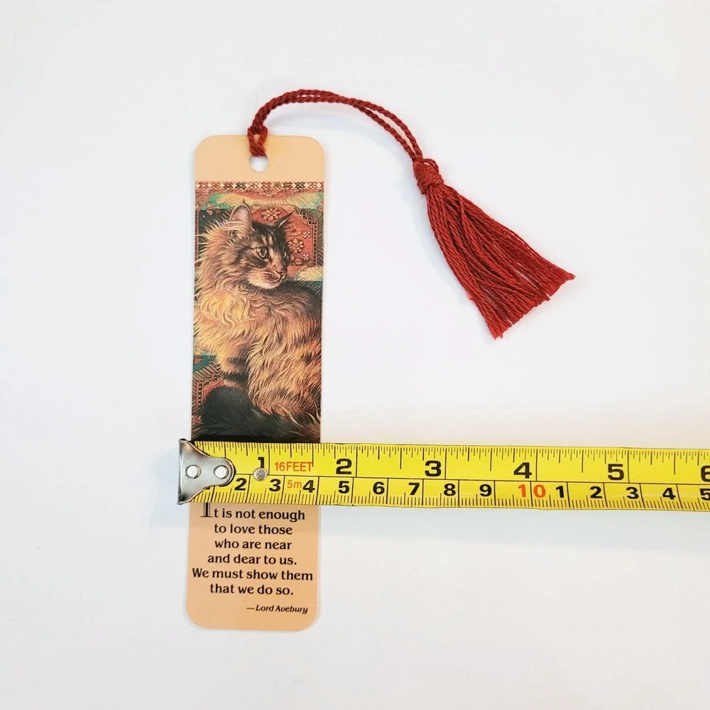Vintage 90s Ivory Cats Bookmark Ruskin on Stairs 1990 Lesley Anne Antioch H-1295